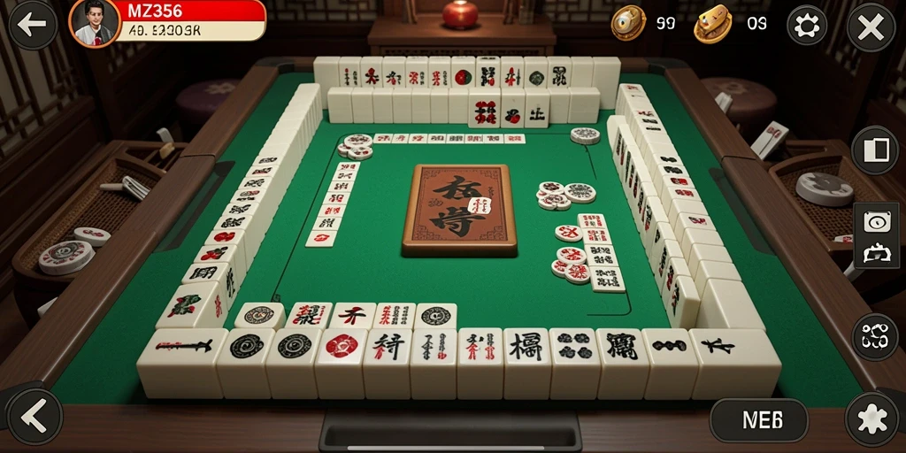 Tampilan permainan MZ356 dengan ubin Mahjong yang menarik.