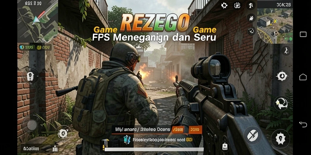 Tampilan gameplay intens REZEGO dengan aksi tembak-menembak seru.